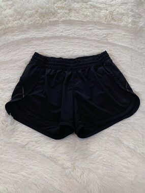 Athleta Racer Run Shorts with Reflective Detail Black 4" Inseam Women's SMALL